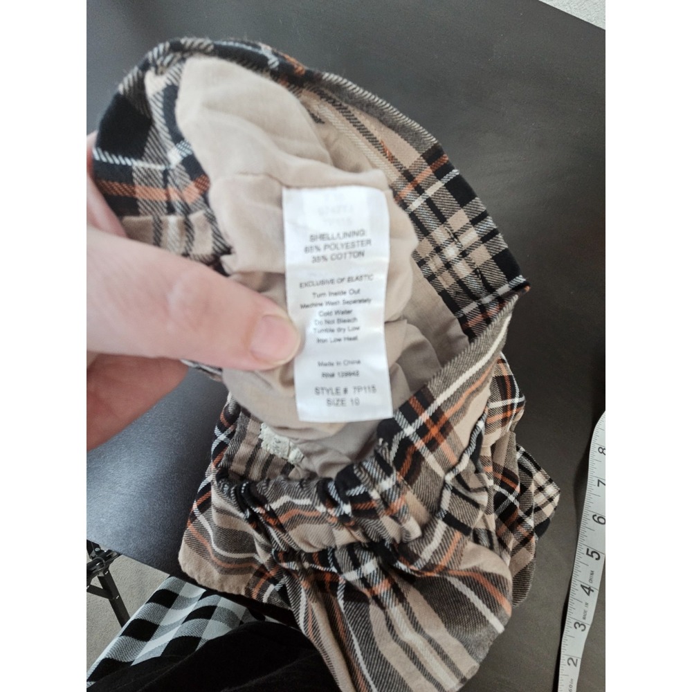 Girls Plaid Skirt Size 10 Brown Beige Lined Elastic Waist Preppy Academia Fall - Picture 4 of 6
